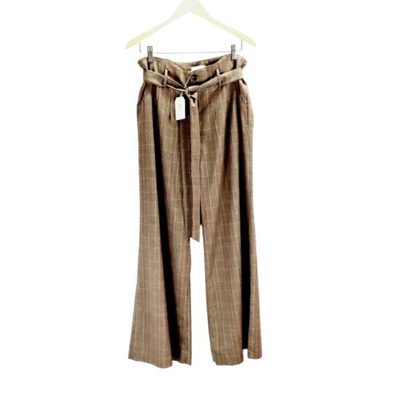 The Westside Eliza Pants Womens sz L Houndstooth Flare Belted $295 NEW Preppy - Picture 2 of 10